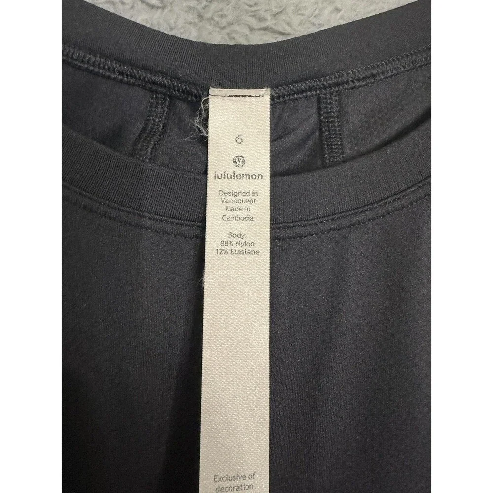 Lululemon Women Tank Top 6 Black Muscle Love Crop Activewear Crew Neck Pullover
